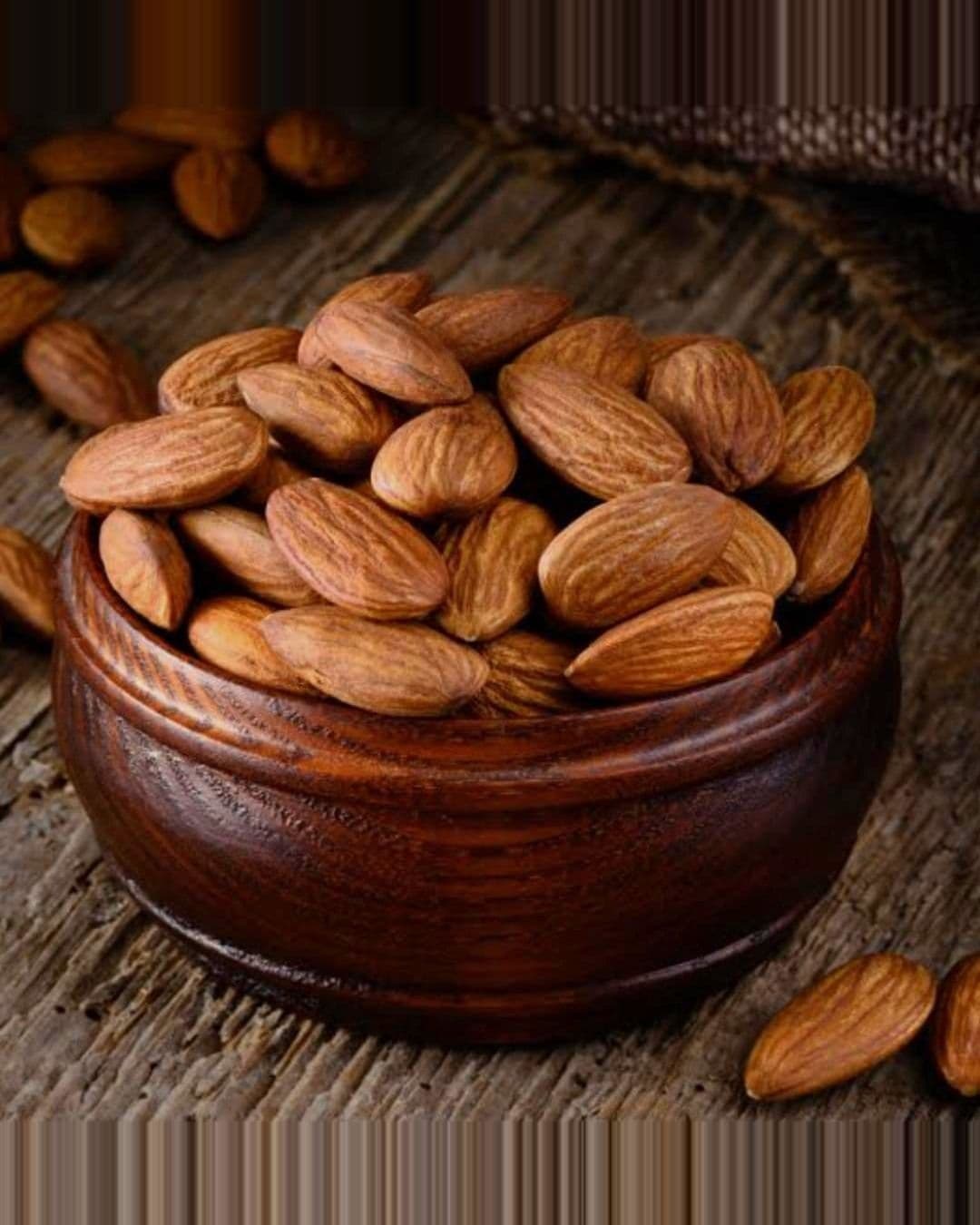 BM American almonds in a wooden bowl