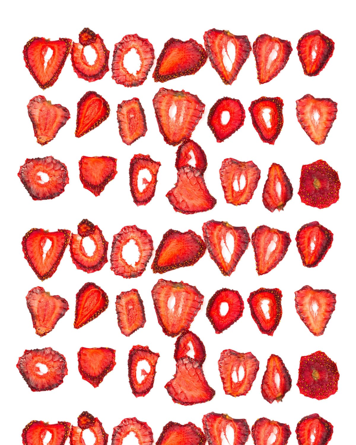 BM dried strawberry slices on white