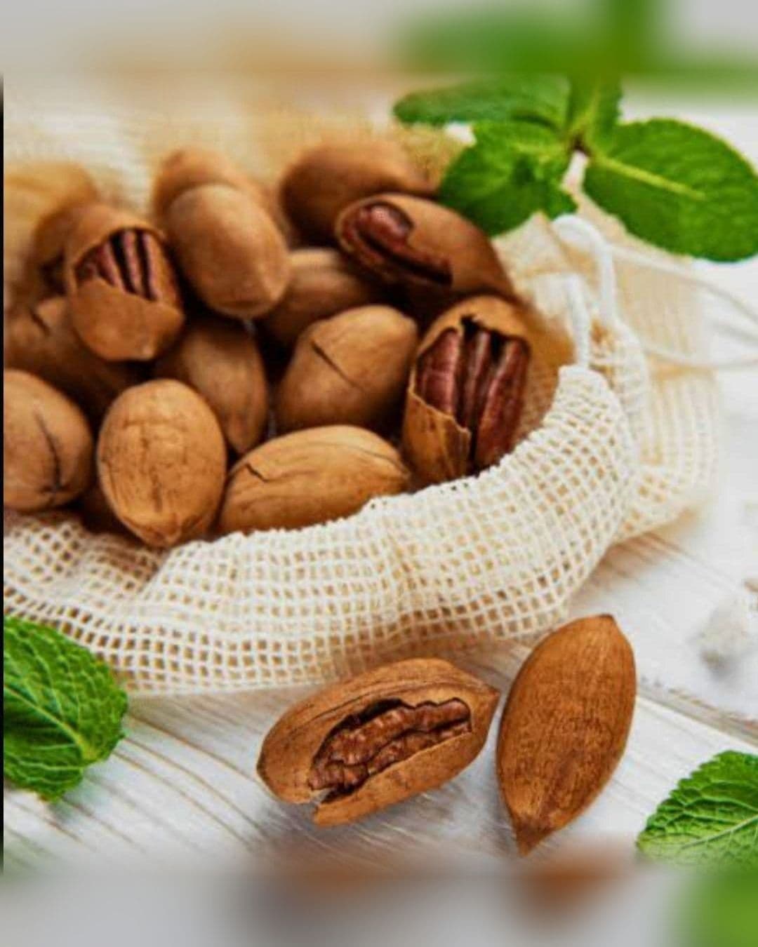 BM pecans in a cotton bag, chocolate flavour