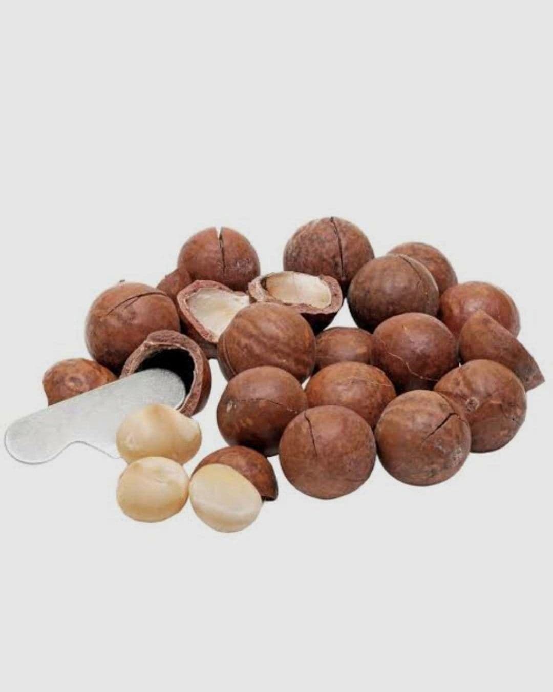 BM macadamia nuts, some cracked open