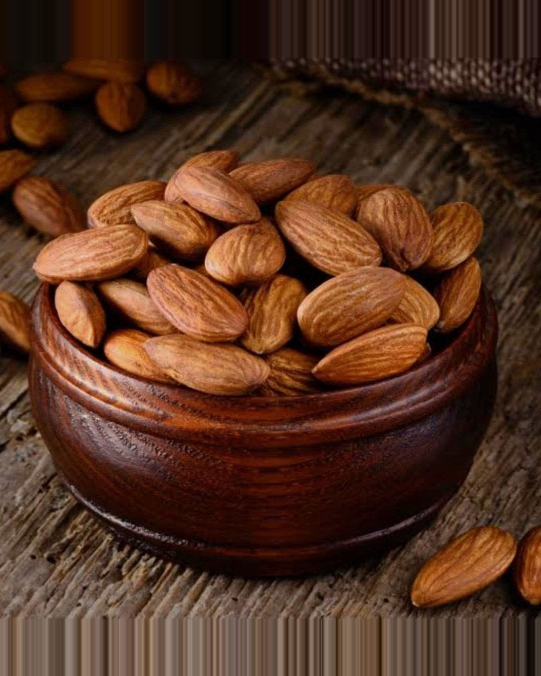 BM American almonds in a wooden bowl
